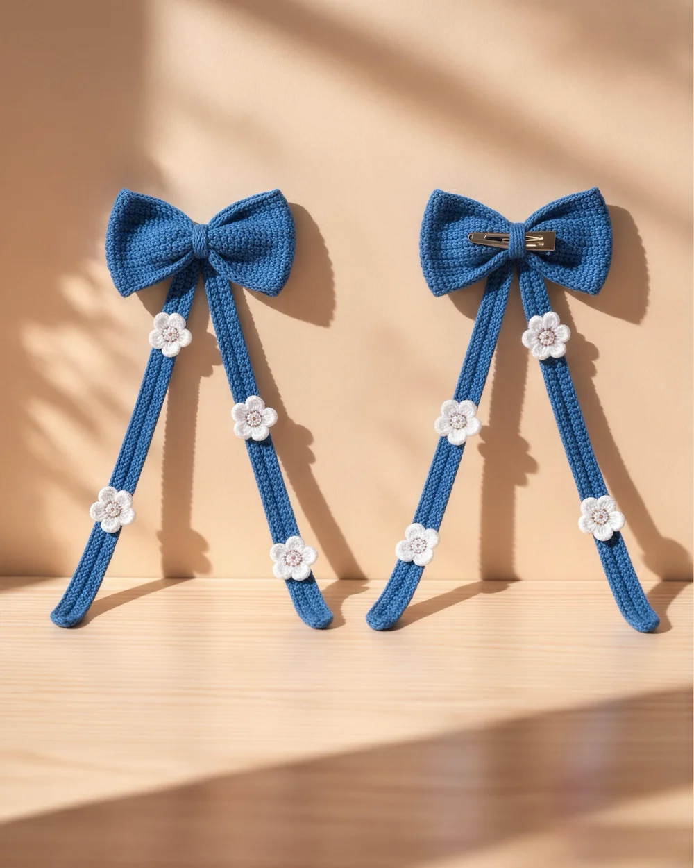 sapphire bloom flower hair bow